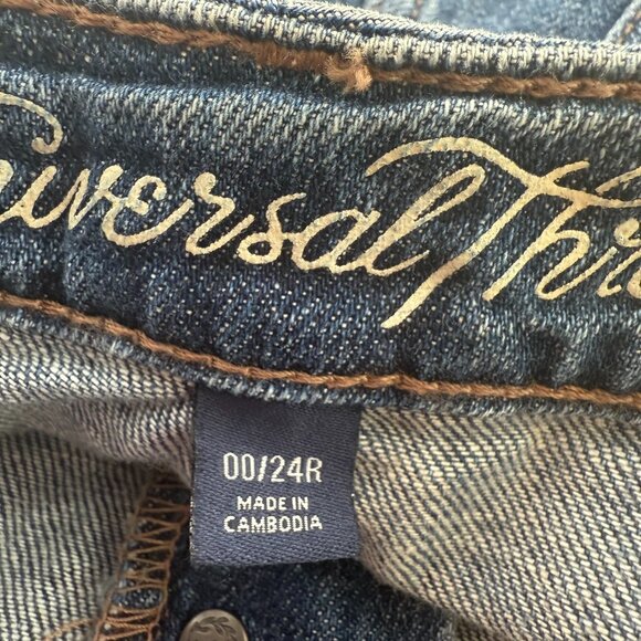 New Universal thread Jean Shorts High Rise 00/24 Buttons Cut off Fringe Cotton B - Picture 10 of 11